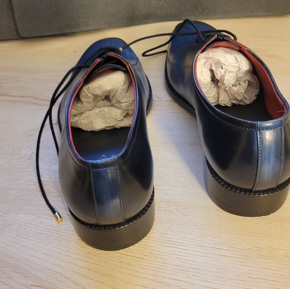 Men's Blue Leather Dress Shoes - Picture 7 of 9